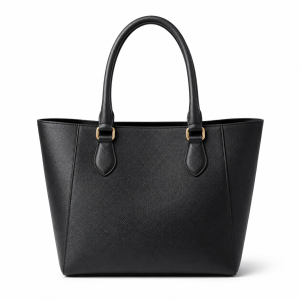 Premium Black Structured Leather Style Tote Handbag